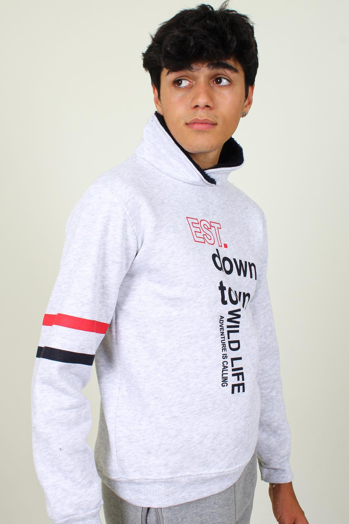 Gri Erkek Cocuk Sweatshirt Şal Yaka 414 Yaş