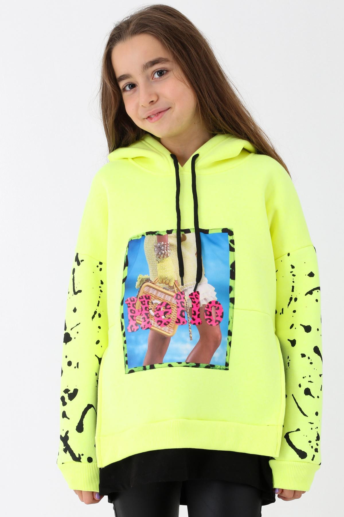 Neon cheap kapşonlu sweatshirt