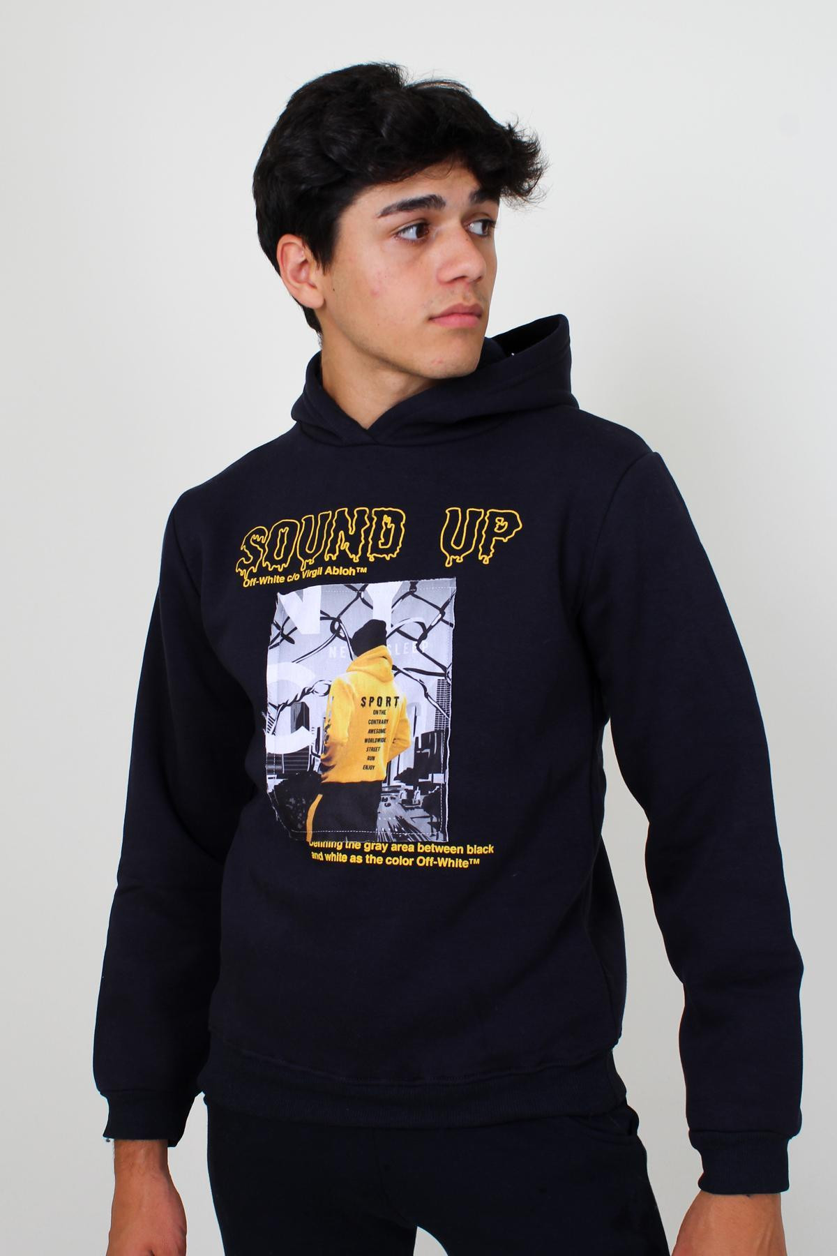 Lacivert Erkek Cocuk Sweatshirt Kapşonlu 414 Yaş