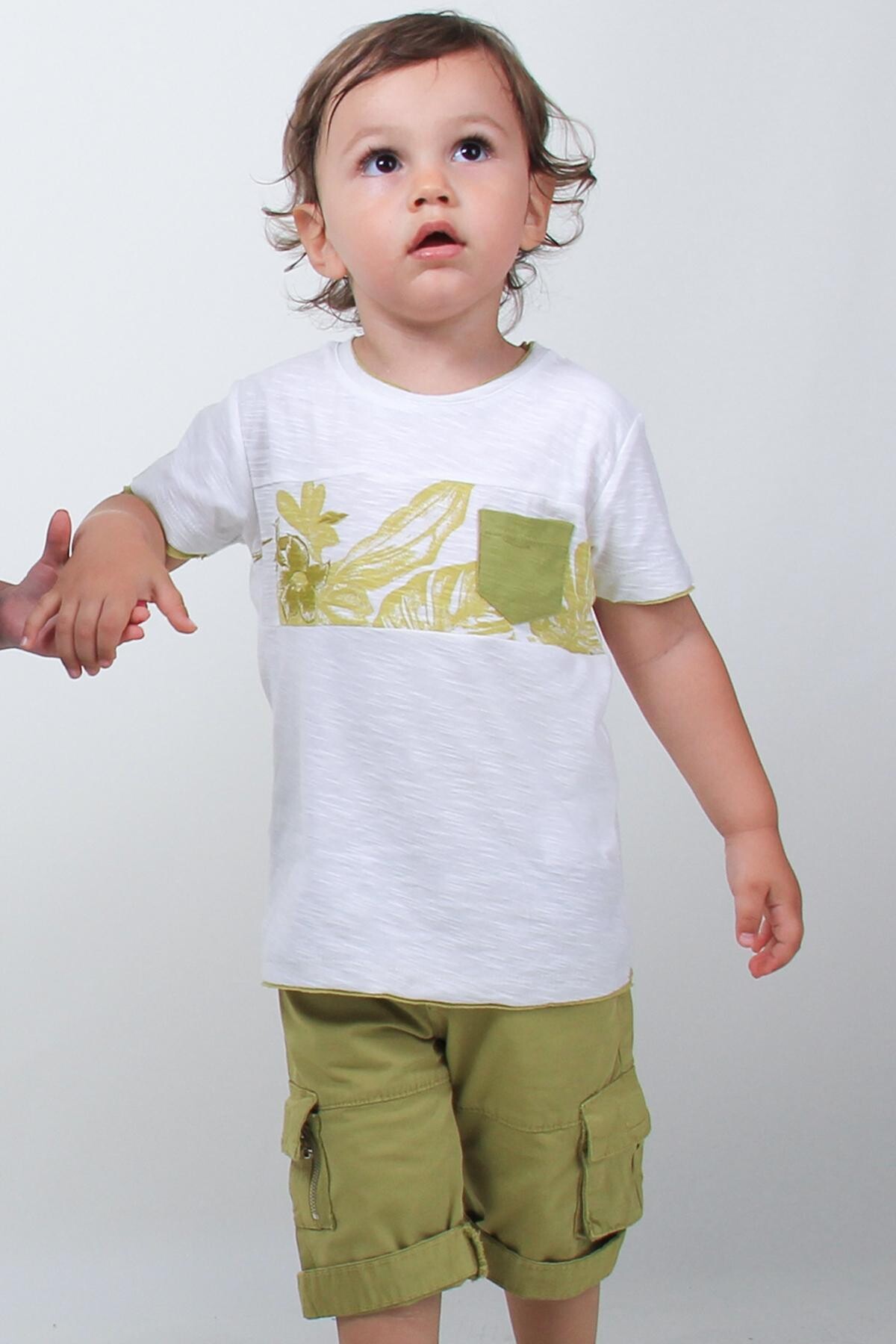 Yeşil Erkek Bebek Yaprak Desenli Takım