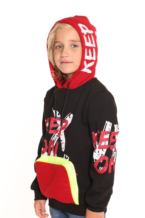 Erkek Cocuk Siyah 3 Iplik Kapsonlu Sweatshirt 5665 Erkek Cocuk Siyah 3 Iplik Kapsonlu Sweatshirt 5665