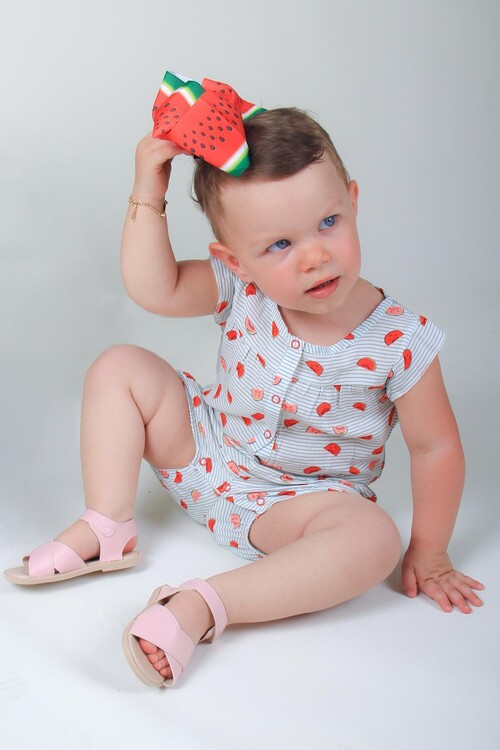 Yeşil Kız Bebek Karpuz Desenli Tulum