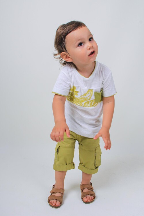 Yeşil Erkek Bebek Yaprak Desenli Takım